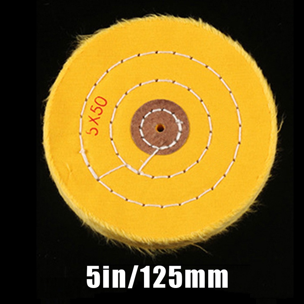 Bánh Xe Đánh Bóng Vải Cotton Có Lỗ 4mm Đường Kính 3-8inch Màu Vàng / Bạc