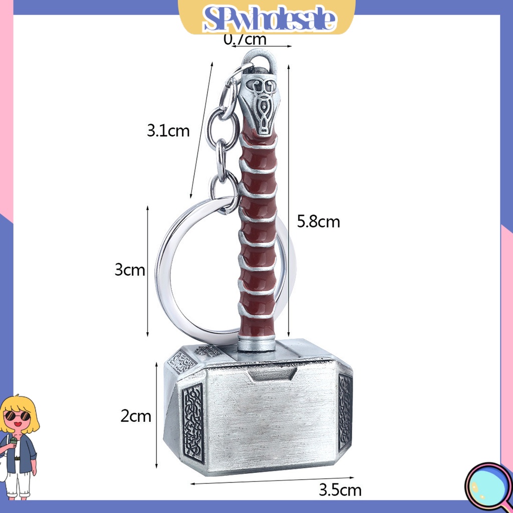 <SPwholesale> Móc Chìa Khóa Hình Búa Hoạt Hình Thật Đa Năng Không Phai Màu Trang Trí Di Động Cho Nam Và Nữ