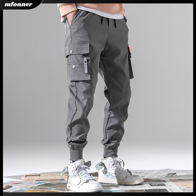 Quần Dài Thể Thao Vải Cotton Dáng Rộng Màu Sắc Đơn Giản Cho Nam