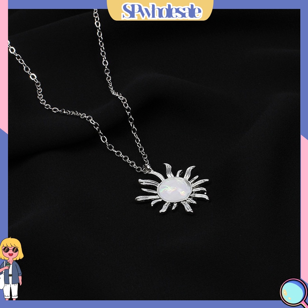 &lt;SPwholesale&gt; Vòng cổ Mặt Hình Mặt Trời Đính Đá Opal Phong Cách Bohemia Cho Nữ