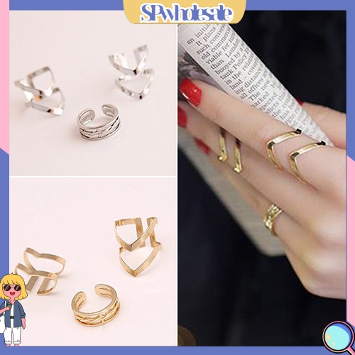 <SPwholesale> Set 3 Nhẫn Đeo Khớp Ngón Tay Hình Mũi Tên Thời Trang Cho Nữ