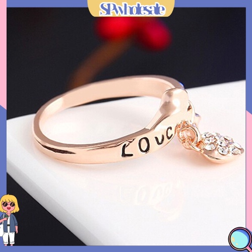 <SPwholesale> Nhẫn Cưới Mặt Hình Trái Tim Nơ Đính Đá Thời Trang Cho Nữ