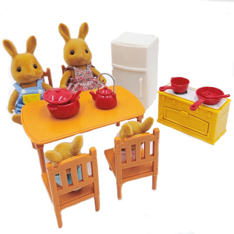 Bộ Nội Thất Gia Đình Thỏ Calico Critter Tỉ Lệ 1: 12 Trang Trí Nhà Búp Bê