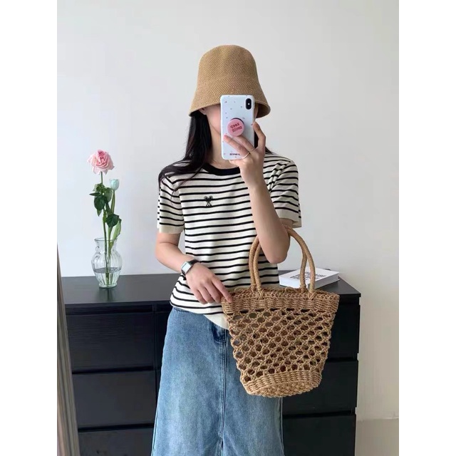 Áo len nữ cổ tròn viền màu trẻ trung MS1140