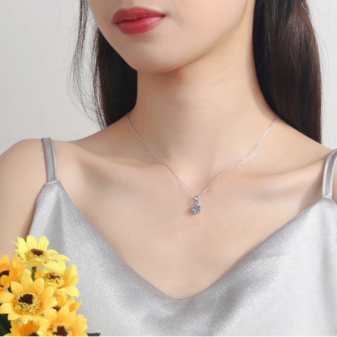 Vòng cổ moissanite thực s925 sterling bạc thời trang sáu chân mossanite mặt dây chuyền kim cương