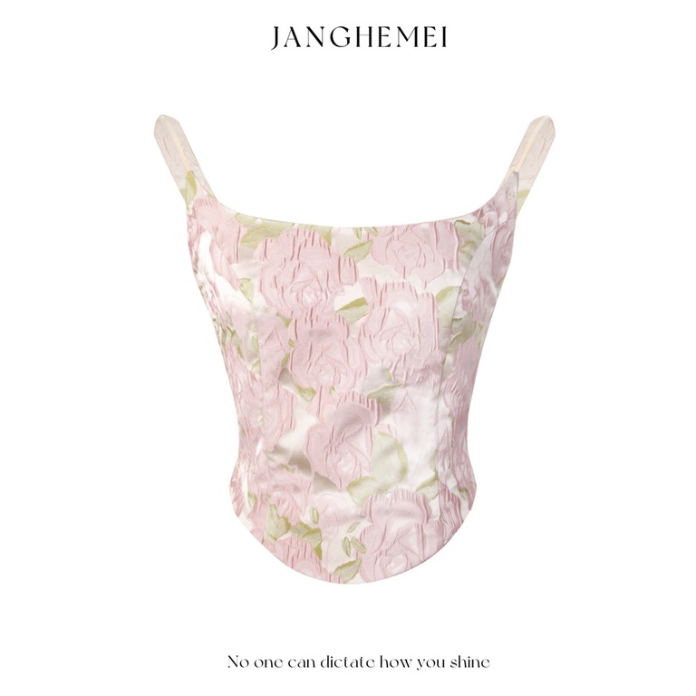 Áo Hai Dây Dáng Ôm In Họa Tiết Màu Hồng Thời Trang Mùa Hè Hàn Quốc 2023 Cho Bạn Gái