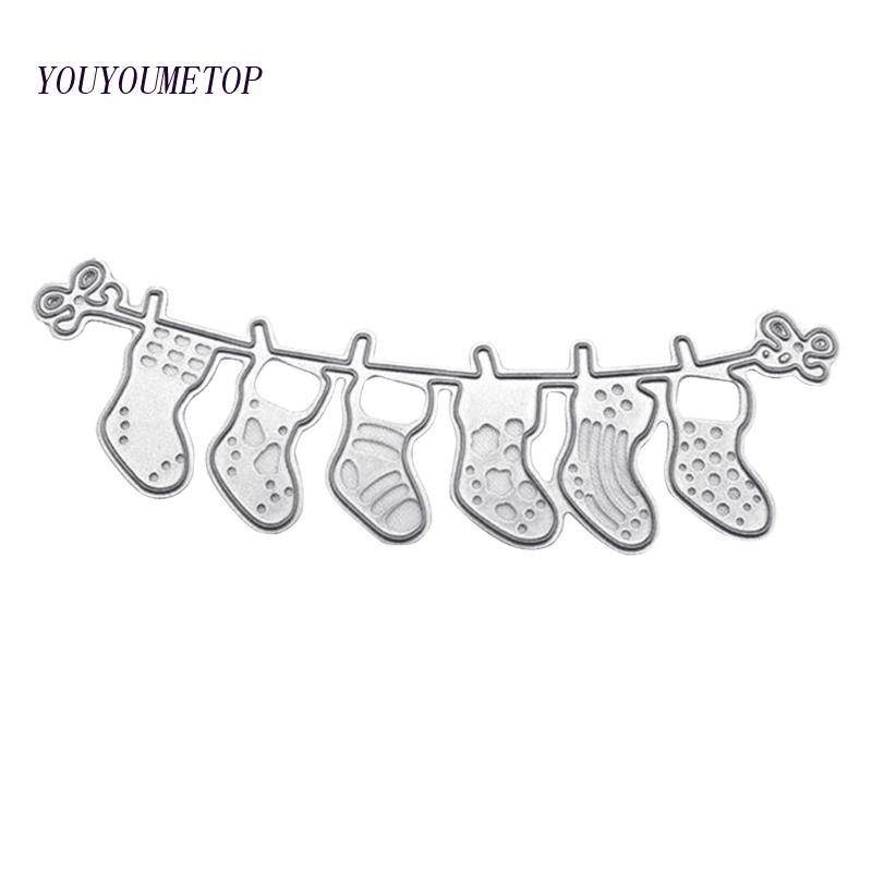 Khuôn Cắt Giấy Làm Từ Kim Loại Hình Chiếc Tất Giáng Sinh Trang Trí Scrapbook