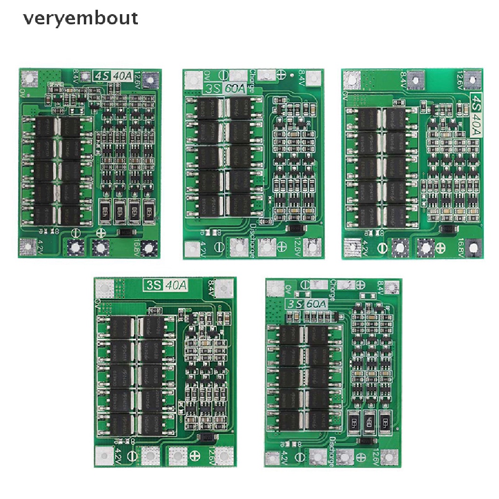 Bảng Mạch Bảo Vệ Bộ Sạc Lithium ut 3S 4S 40A 60A 18650 BMS 11.1V 12.6V / 14.8V 16.8V Tiện Dụng