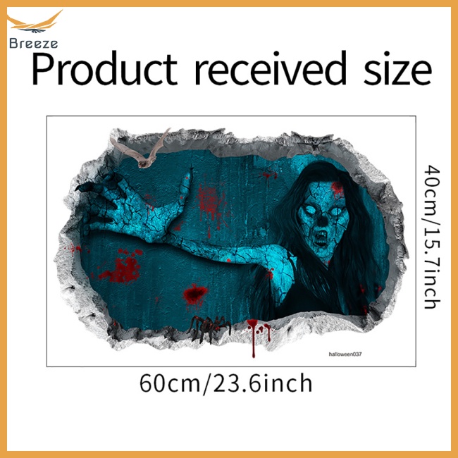 Sticker Dán Tường Họa Tiết Bàn Tay Máu 3d Sống Động Trang Trí Halloween