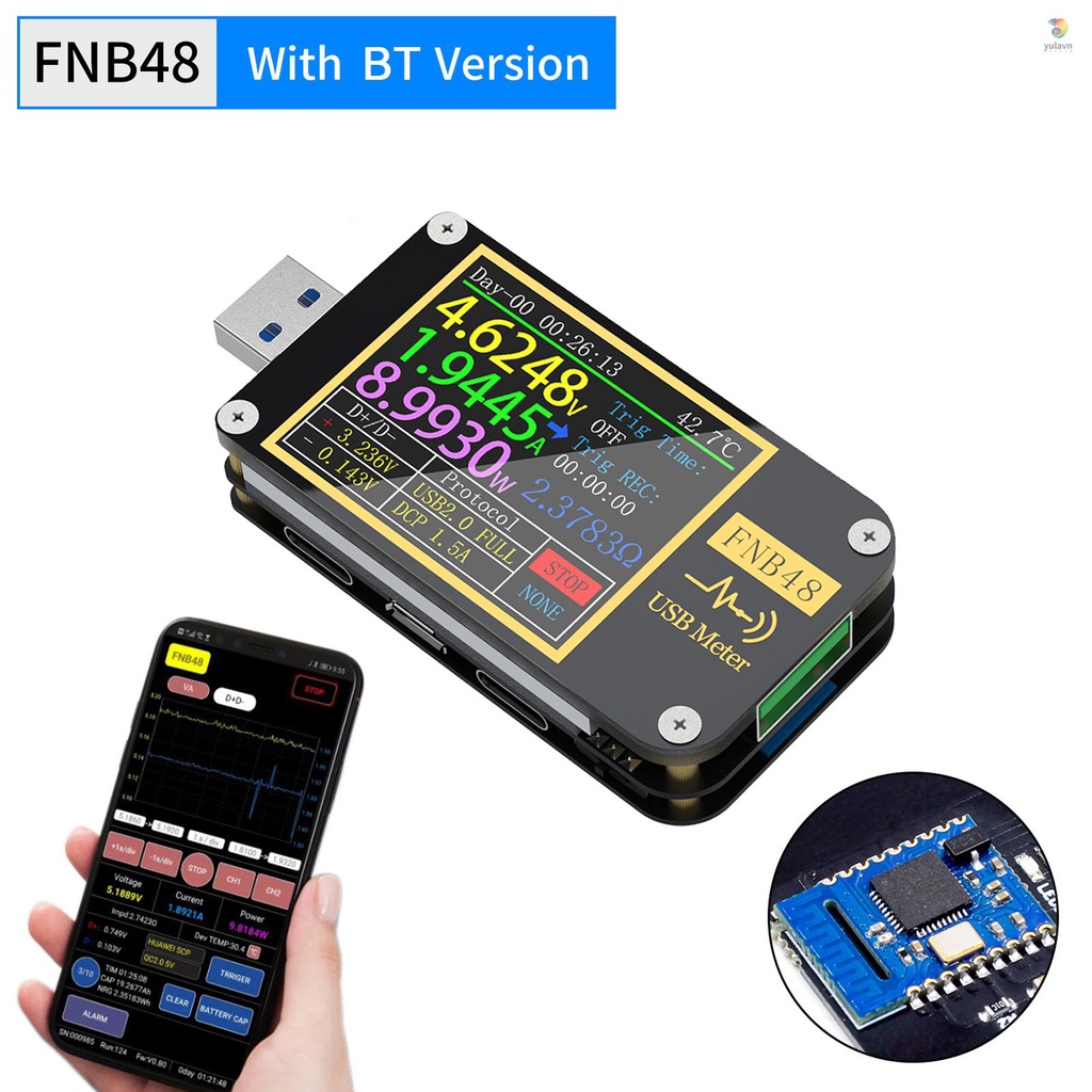 Vôn Kế FNIRSI-FNB48 1.77 Inch Đa Chức Năng Có Màn Hình Hiển Thị Lcd Cho Điện Thoại Di Động