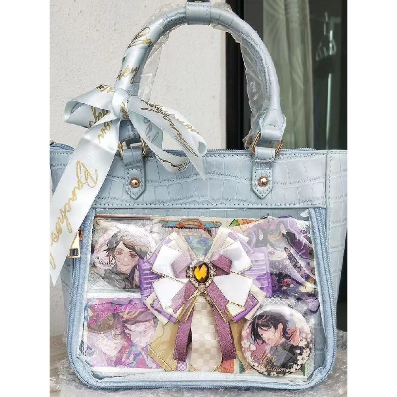 Túi Xách Đeo Vai Họa Tiết Da Cá Sấu Phối Ruy Băng Thanh Lịch