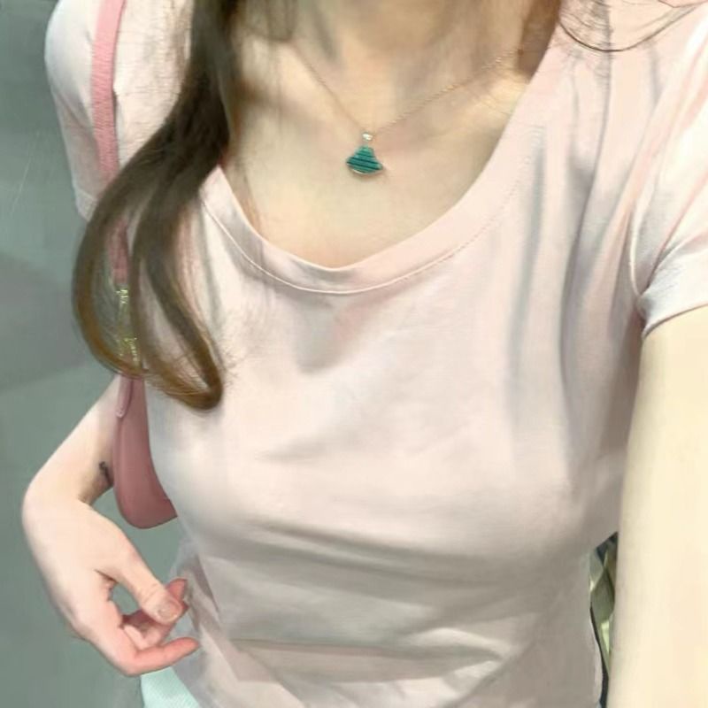 Áo Thun Ngắn Tay Màu Sắc Đơn Giản Thời Trang Mùa Hè Cho Nữ