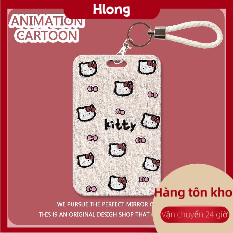 (Cuộc Sống Chất Lượng Cao) Ốp Bảo Vệ Thẻ ID / Thẻ Vẽ Tranh Sơn Dầu Công Nghệ Cao Hình Hello Kitty Cho Học Sinh