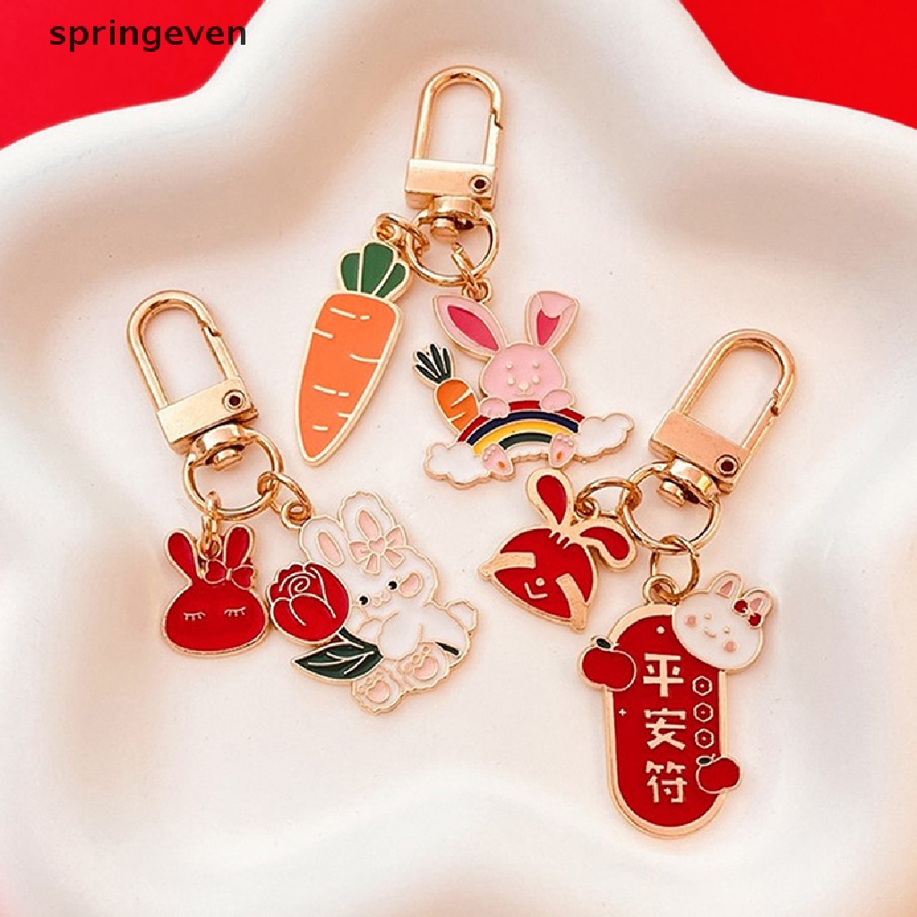 Móc Khóa Hình Thỏ Tráng Men Dễ Thương Cho Nam Và Nữ