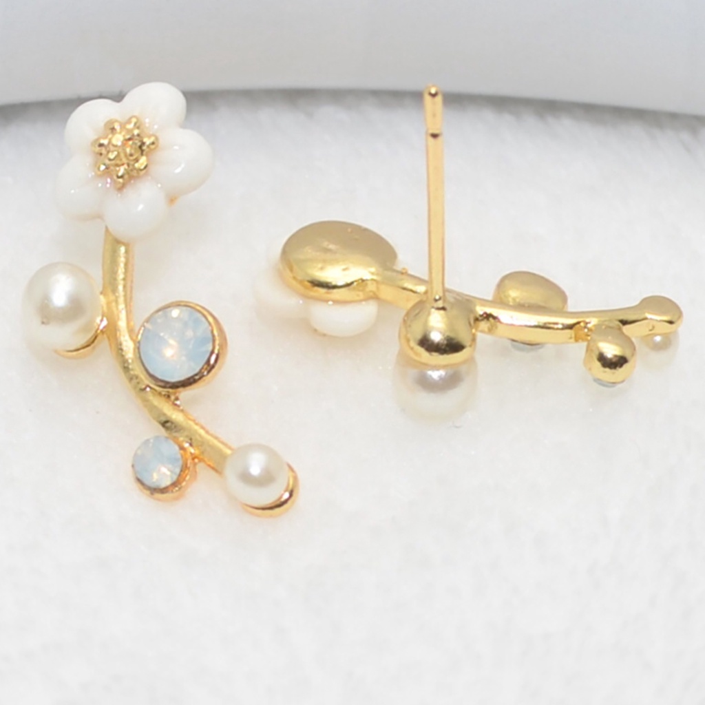 1 Đôi Bông Tai Xỏ Lỗ Hình Hoa Đính Ngọc Trai Giả Thời Trang