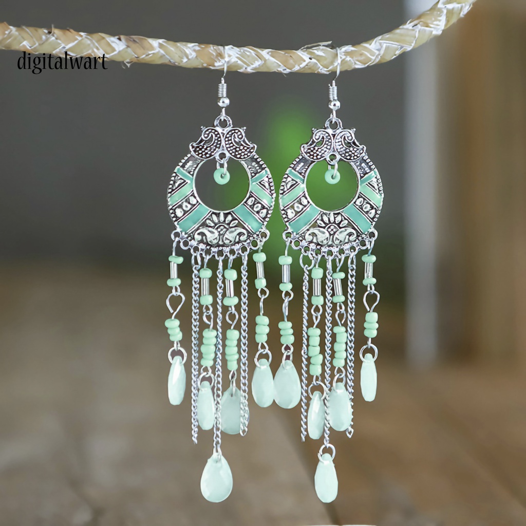 Kỹ Thuật Số| 1 Cặp Bông Tai Móc Tua Rua Đính Đá Phong Cách Bohemian Cổ Điển Thời Trang Dự Tiệc