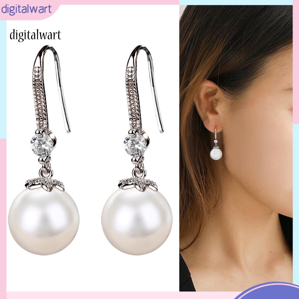 Kỹ Thuật Số| 1 Đôi Bông Tai Móc Đính Ngọc Trai Giả Lấp Lánh Thời Trang Dự Tiệc