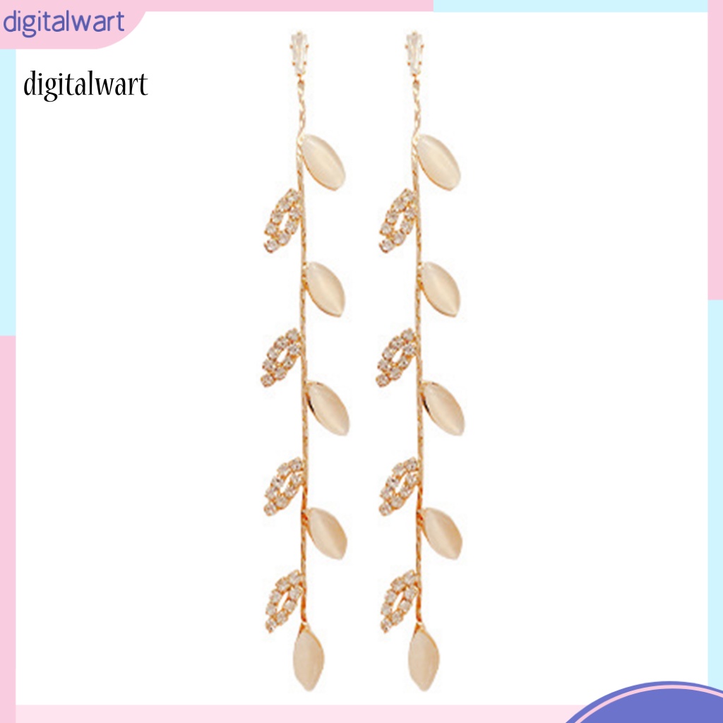 Kỹ Thuật Số| 1 Đôi Bông Tai Hình Chiếc Lá Đính Đá Lấp Lánh Dành Cho Nữ