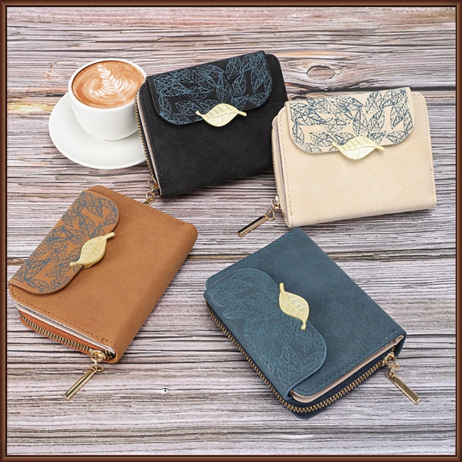 Ví Da Pu Dáng Ngắn Có Khóa Kéo In Họa Tiết Thời Trang Cho Nữ