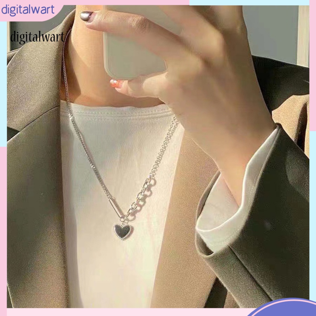 Kỹ Thuật Số| Vòng Cổ Choker Dây Xích Dày Mặt Hình Trái Tim Không Phai Màu Chống Rỉ Sét Phong Cách Hip Hop Punk Cho Cuộc Sống Hàng Ngày