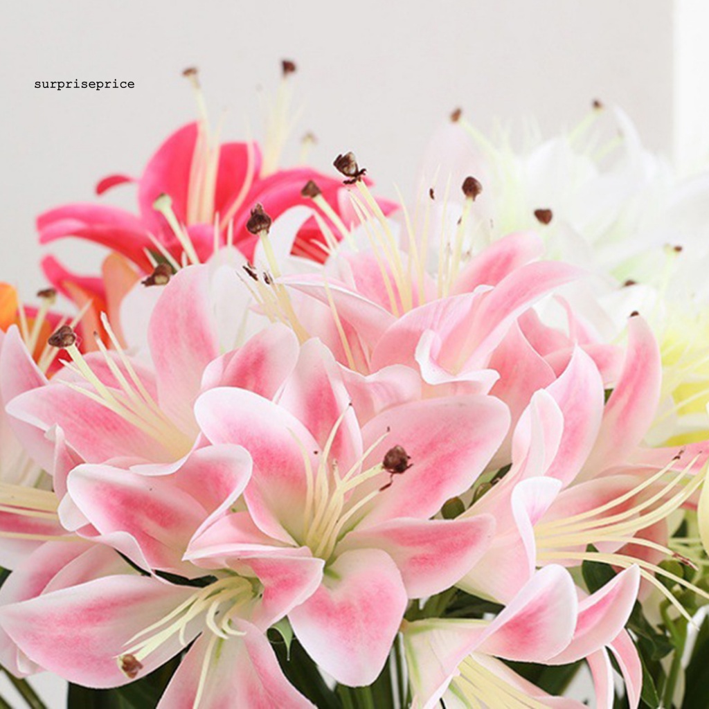 Bó Hoa Lily Cao Su Mềm 10 Đầu Không Phai Màu Chăm Sóc Dễ Sử Dụng Trang Trí Đám Cưới