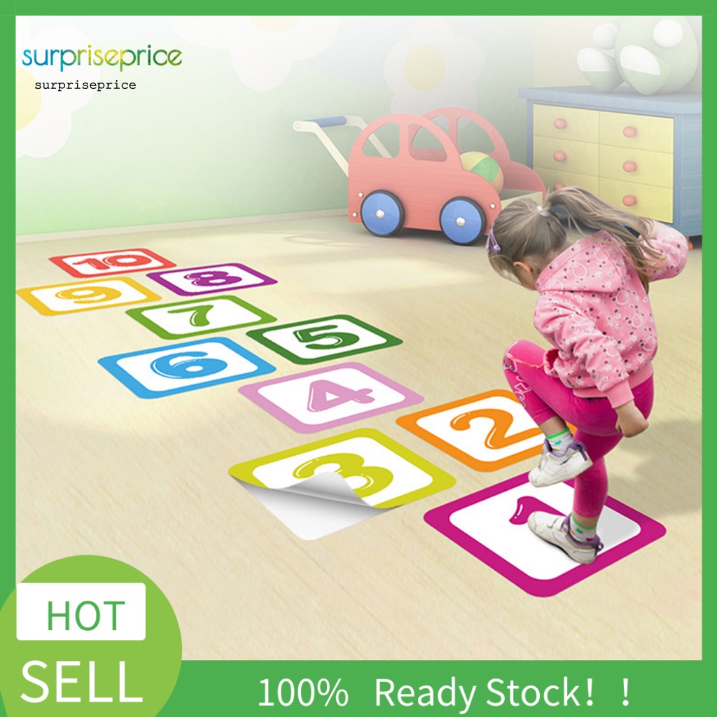 Set 10 Sticker Dán Sàn Nhà Họa Tiết Hoạt Hình Dễ Thương Bắt Mắt