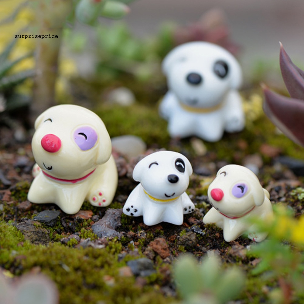 Set 4 Mô Hình Chú Chó Con Bằng Nhựa Resin Dễ Thương Trang Trí Tiểu Cảnh / Nội Thất