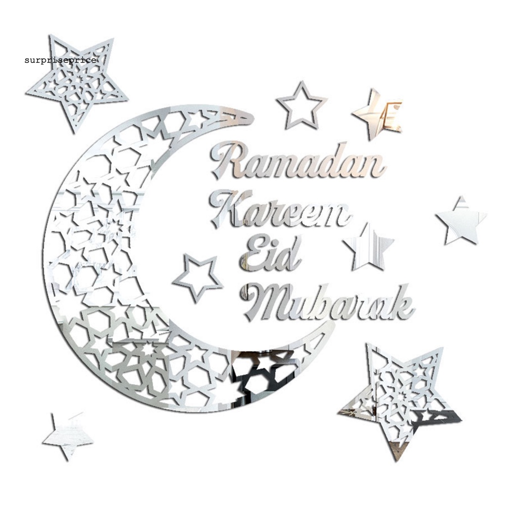 1 Bộ Sticker Dán Tường Bằng Acrylic Tráng Gương Hình Mặt Trăng Trang Trí Nhà Cửa