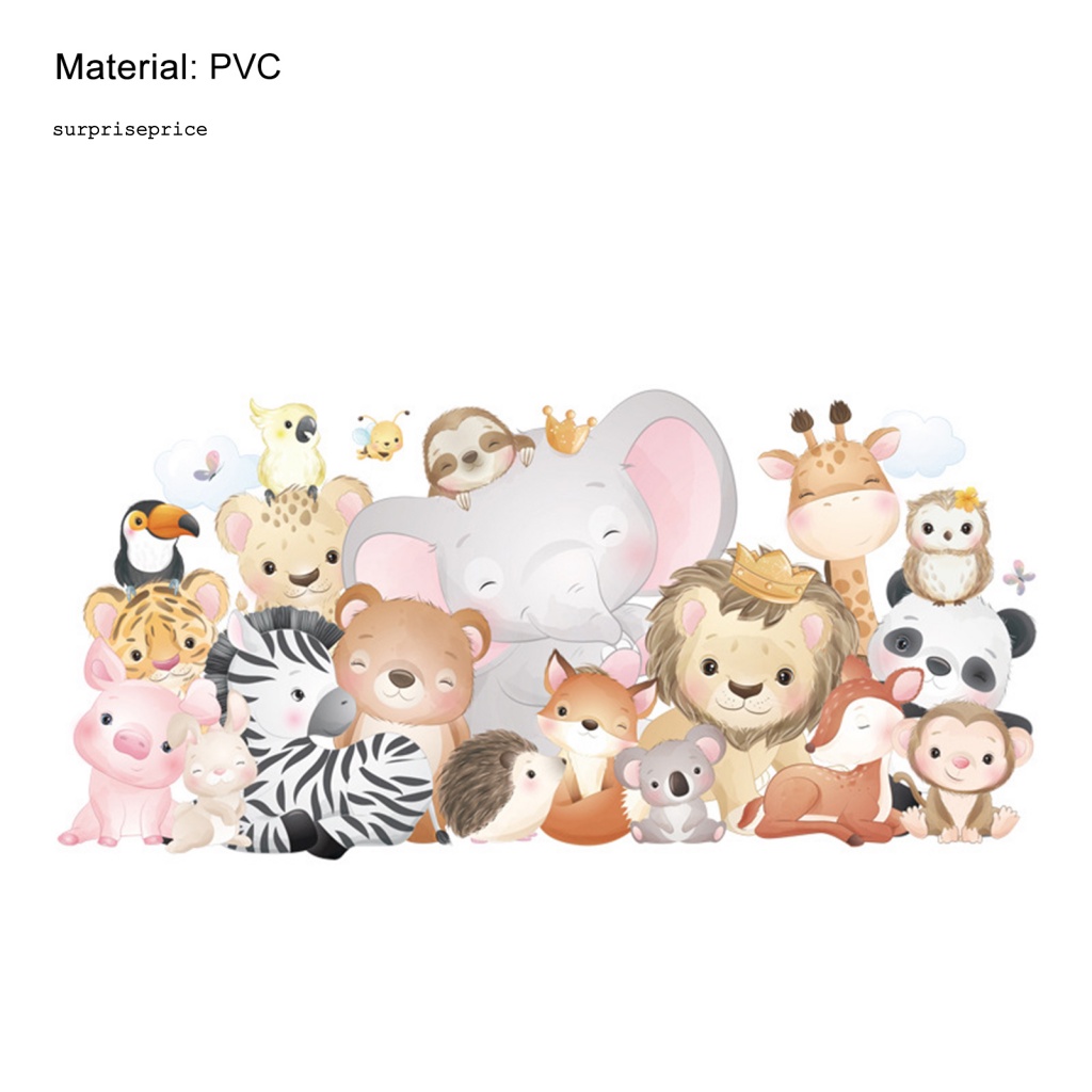 Set 2 Tấm Sticker PVC Dán Tường Chống Nước Họa Tiết Thú Hoạt Hình Trang Trí Phòng Bé