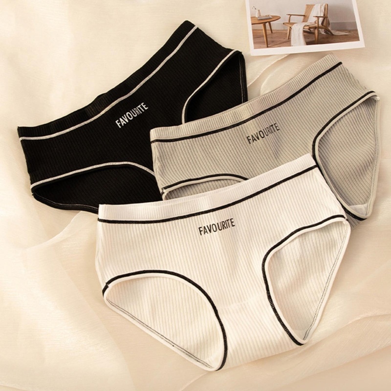 Quần Lót Cotton Kẻ Sọc In Chữ Phong Cách Thể Thao Thoải Mái Cho Nữ