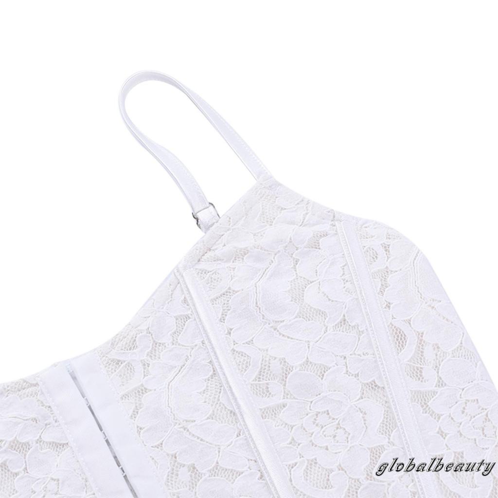 Gb- Áo Lót Croptop Hai Dây Phối Ren Hoa Gợi Cảm Có Khóa Cài Trước