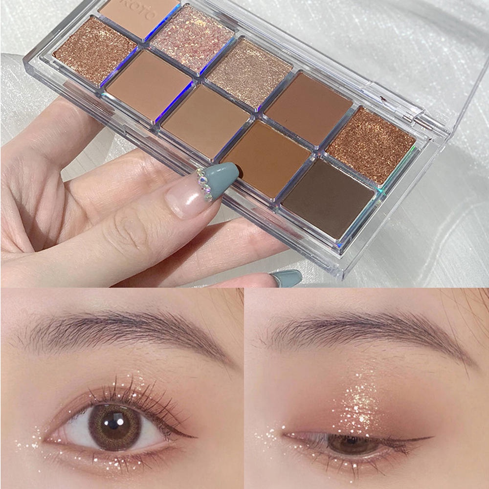 Bảng Phấn Mắt 10 Màu Sắc Hiệu Ứng Lì / Ánh Nhũ Thời Trang