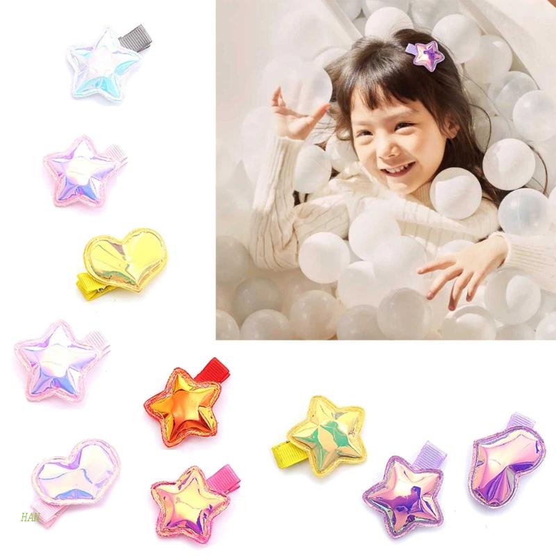 Set 10 Kẹp Tóc Hình Ngôi Sao Năm Cánh Màu Sắc Kẹo Ngọt Xinh Xắn Dành Cho Bé Gái