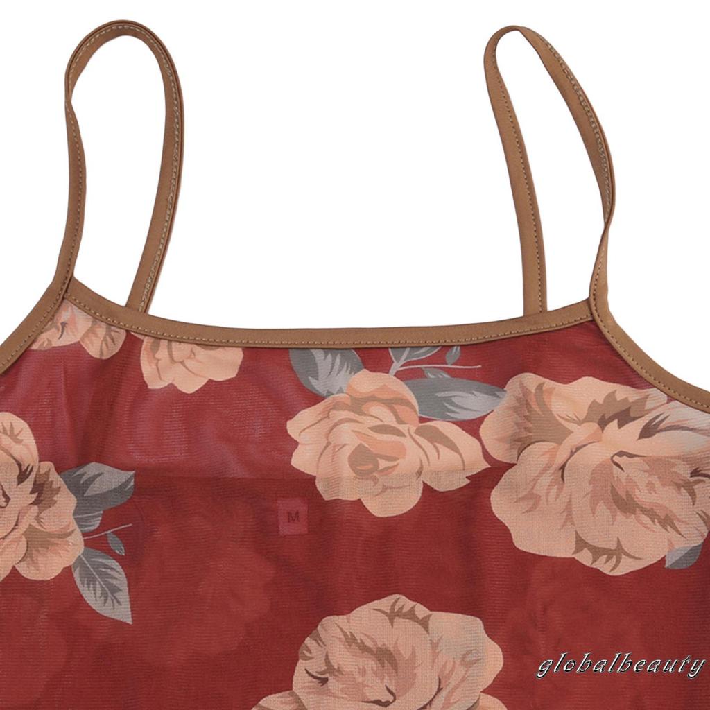 Áo Lưới Hai Dây Không Tay In Hoa Phong Cách Cổ Điển Dành Cho Nữ