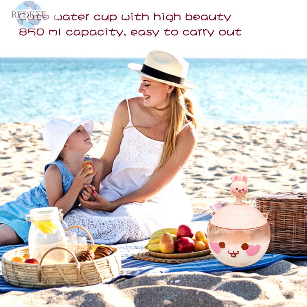 Bình Nước Thể Thao 850ml Chống Rò Rỉ Họa Tiết Dễ Thương