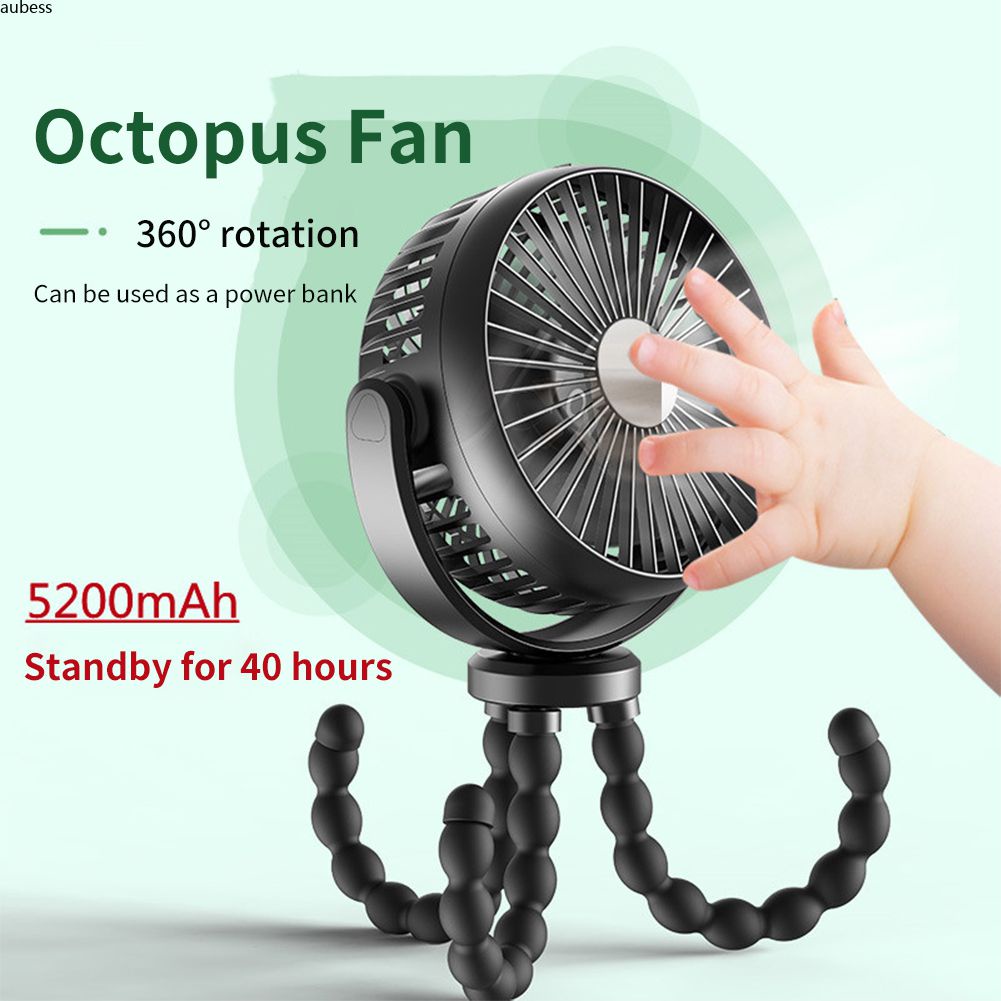 Quạt Bạch Tuộc Có Sẵn Quạt Usb Cầm Tay Quạt Nhỏ Cho Xe Đẩy Quạt Mini Cầm Tay Có Thể Sạc Lại Để Bàn Serein
