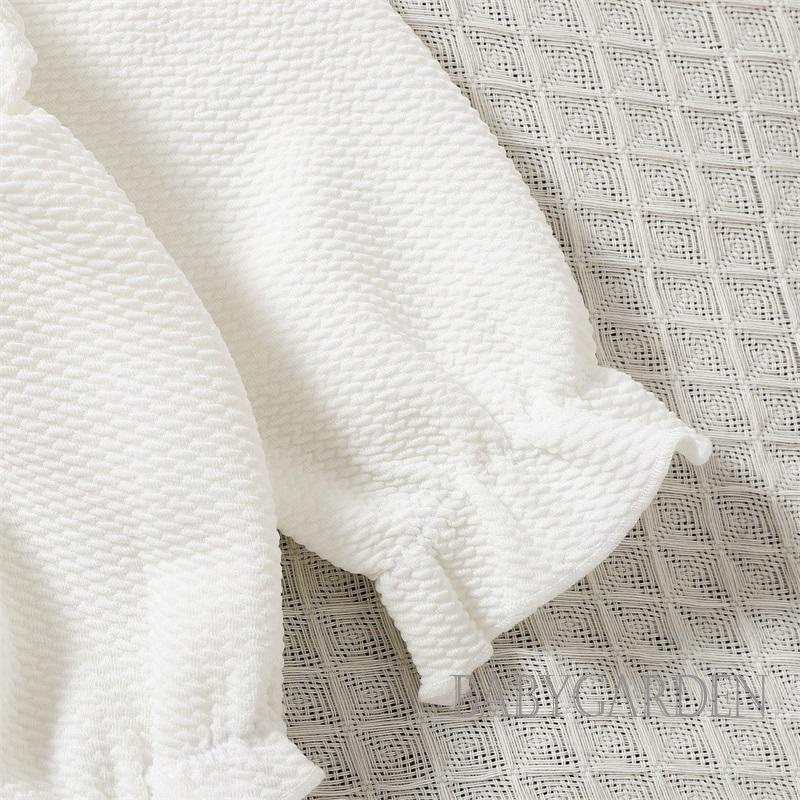 Bộ Áo Liền Quần Tay Dài Màu Trơn Hở Vai Kèm Băng Đô Dành Cho Bé Gái 0-24 Tháng Tuổi