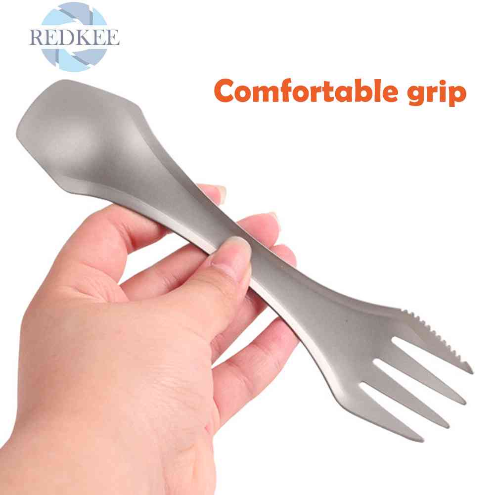 Bộ Muỗng Nĩa 3 Trong 1 Bằng Titan Dùng Cho Cắm Trại