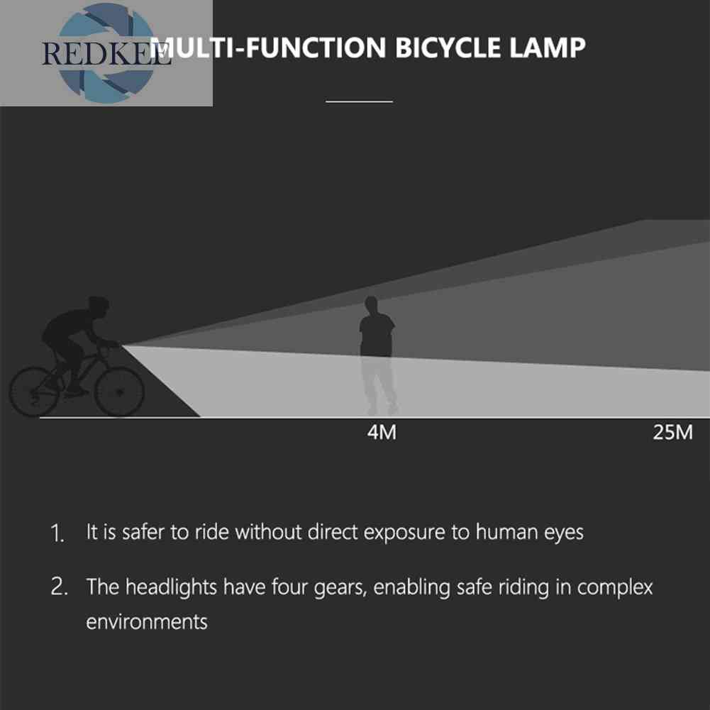 Đèn Pha LED 6 Chế Độ 2 / 1 T6 800 Lumen Chống Thấm Nước Cắm Sạc USB Cho Xe Đạp