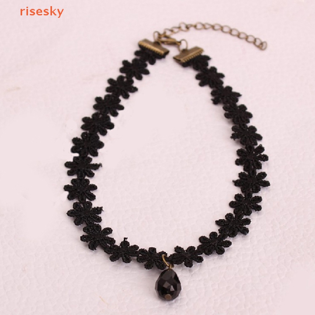 Vòng Cổ Choker Dây Nhung Phối Ren Phong Cách Gothic Thời Trang Cho Nữ