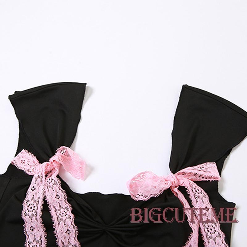 Áo Croptop Cổ Vuông Tay Cộc Màu Đen Thời Trang Mùa Hè Cho Nữ