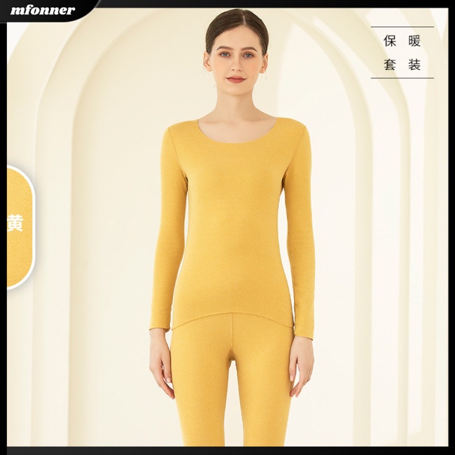 Bộ Đồ Lót 2 Món Tay Dài Cổ Tròn Màu Sắc Đơn Giản Thời Trang Cho Nữ