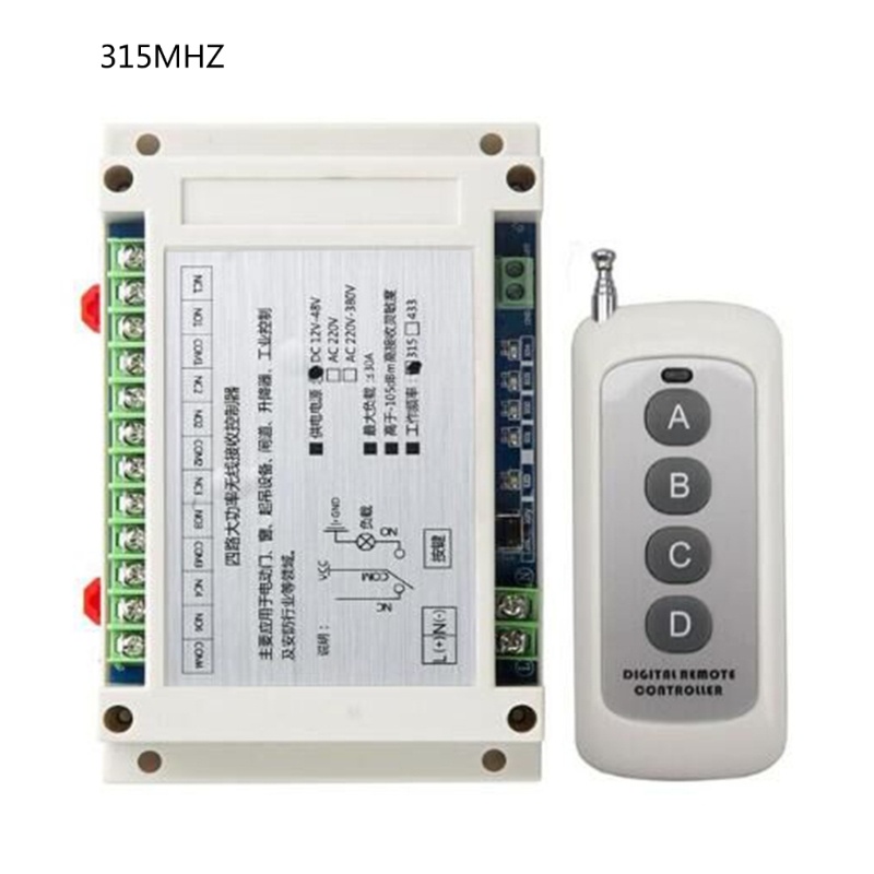 Bộ Điều Khiển Từ Xa Không Dây 315Mhz 433Mhz RF DC 12V 48V 4CH 4 Kênh Cho Cửa Ra Vào