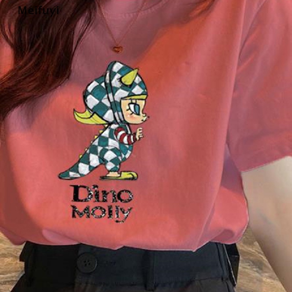 Áo Thun Tay Ngắn Dáng Rộng In Họa Tiết Hoạt Hình Đơn Giản Thời Trang Đường Phố Cho Nữ