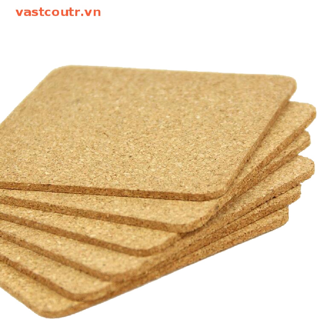 Set 10 Đế Lót Ly Hình Tròn Đường Kính 10Cm Bằng Gỗ Bần Tự Nhiên