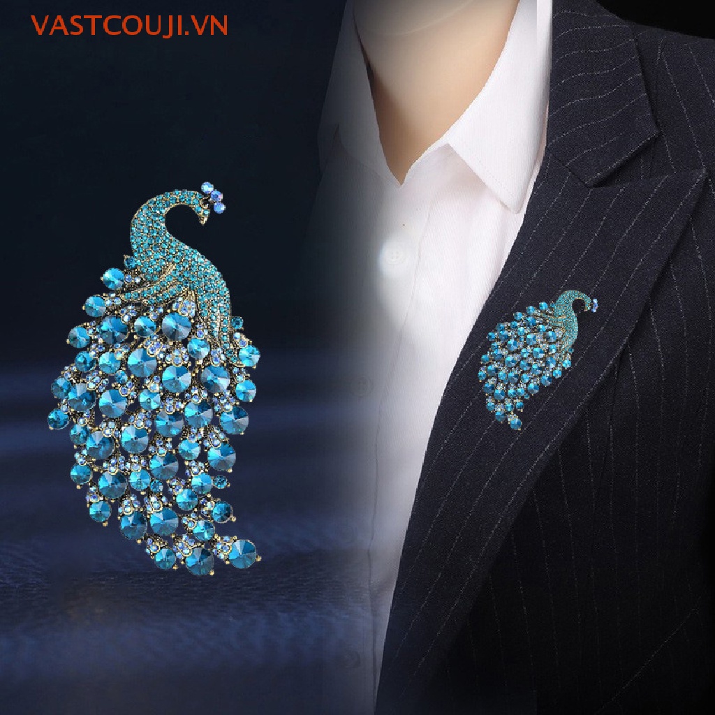 Ghim Cài Áo Hình Chim Công Đính Đá Thời Trang Cho Nữ