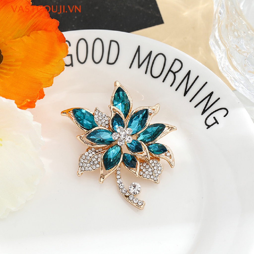 Ghim Cài Áo Hình Hoa Đính Đá Zircon Thanh Lịch Cho Nữ