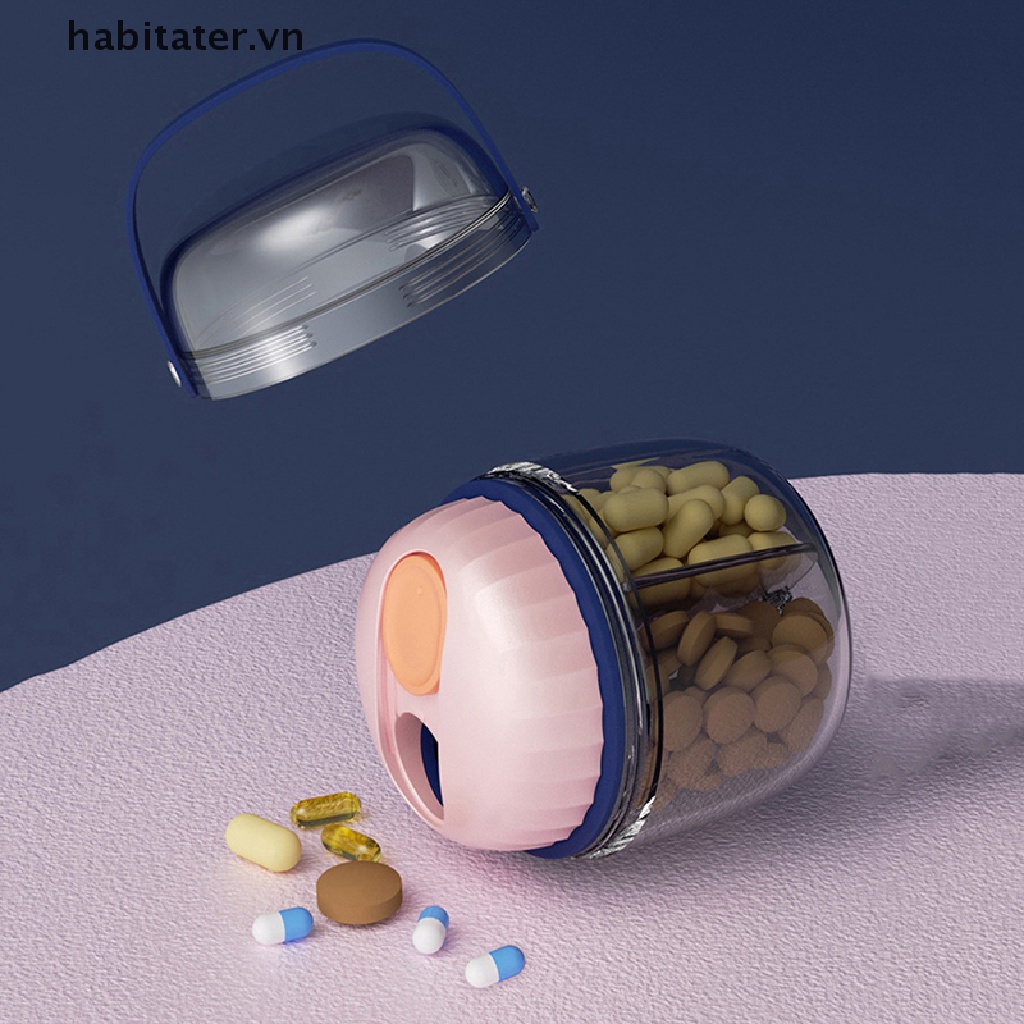 Hộp Đựng Thuốc 4 Ngăn Dạng Xoay Chống Ẩm Tiện Dụng
