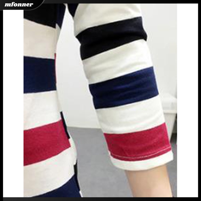 Áo Thun Tay Dài Cổ Chữ V Họa Tiết Kẻ Sọc Màu Sắc Thời Trang Cho Nữ