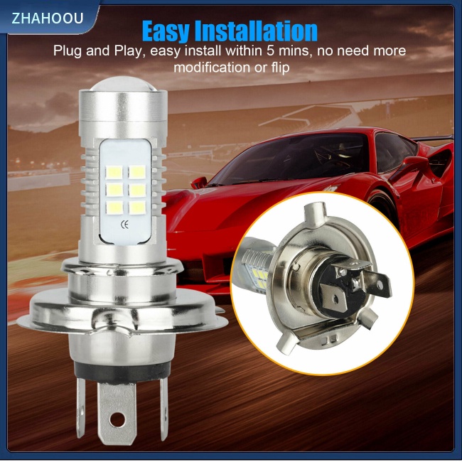 ☃Nhà Cửa☃ Set 4 Bóng Đèn Pha H4 9003 Hb2 6000k Ip67 Chống Thấm Nước 360 Độ Siêu Sáng